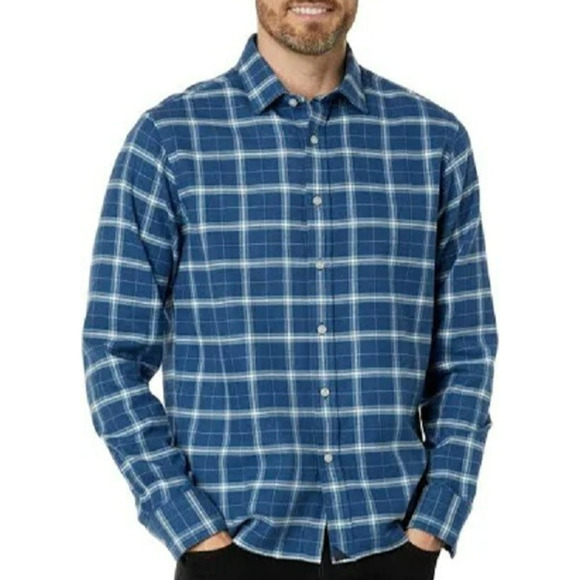 UNTUCKIT Plaid Flannel Button Up Shirt Men's Size XXL Blue Cotton Long Sleeves - Picture 1 of 10